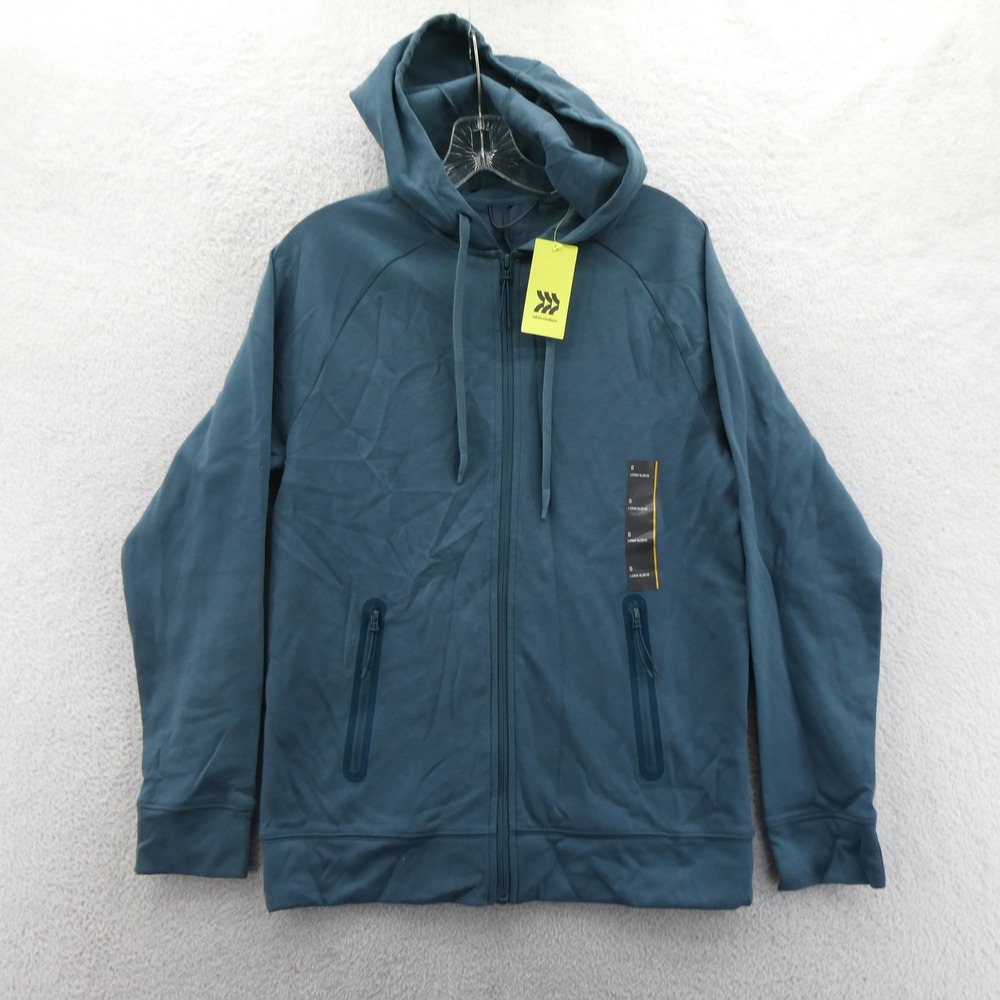 All in Motion Hoodie Womens Small Full Zip Blue Activewear Cotton Blend Jacket